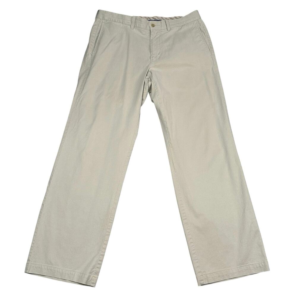 Tommy Bahama Chino Pants Mens 34 Straight Fit Beige Stretch Flat Front Slacks